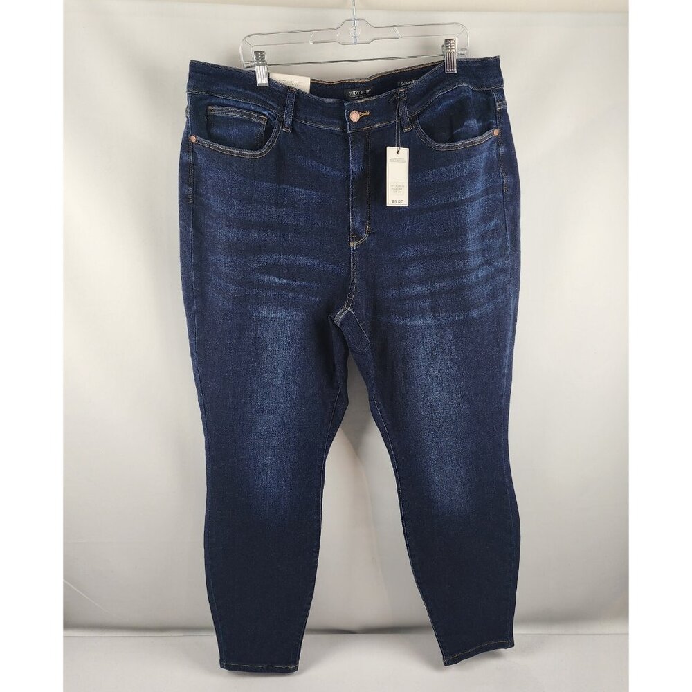 Judy Blue Jeans Womens Plus 22W Fremont High Rise Skinny Fit Dark Blue 40x28 NWT